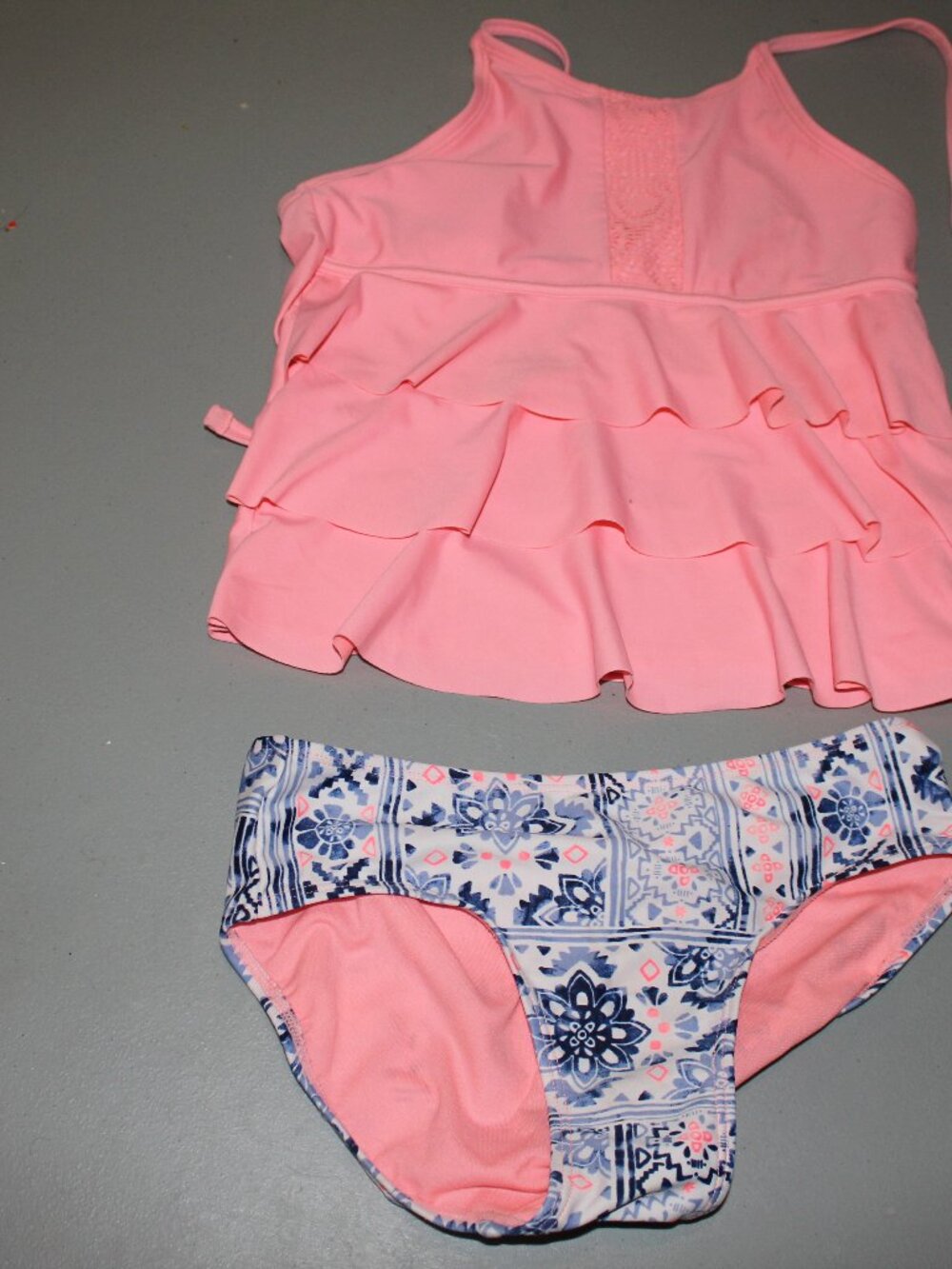 Blue & Pink 2 Pcs Justice Tankini Swimsuit Size 12